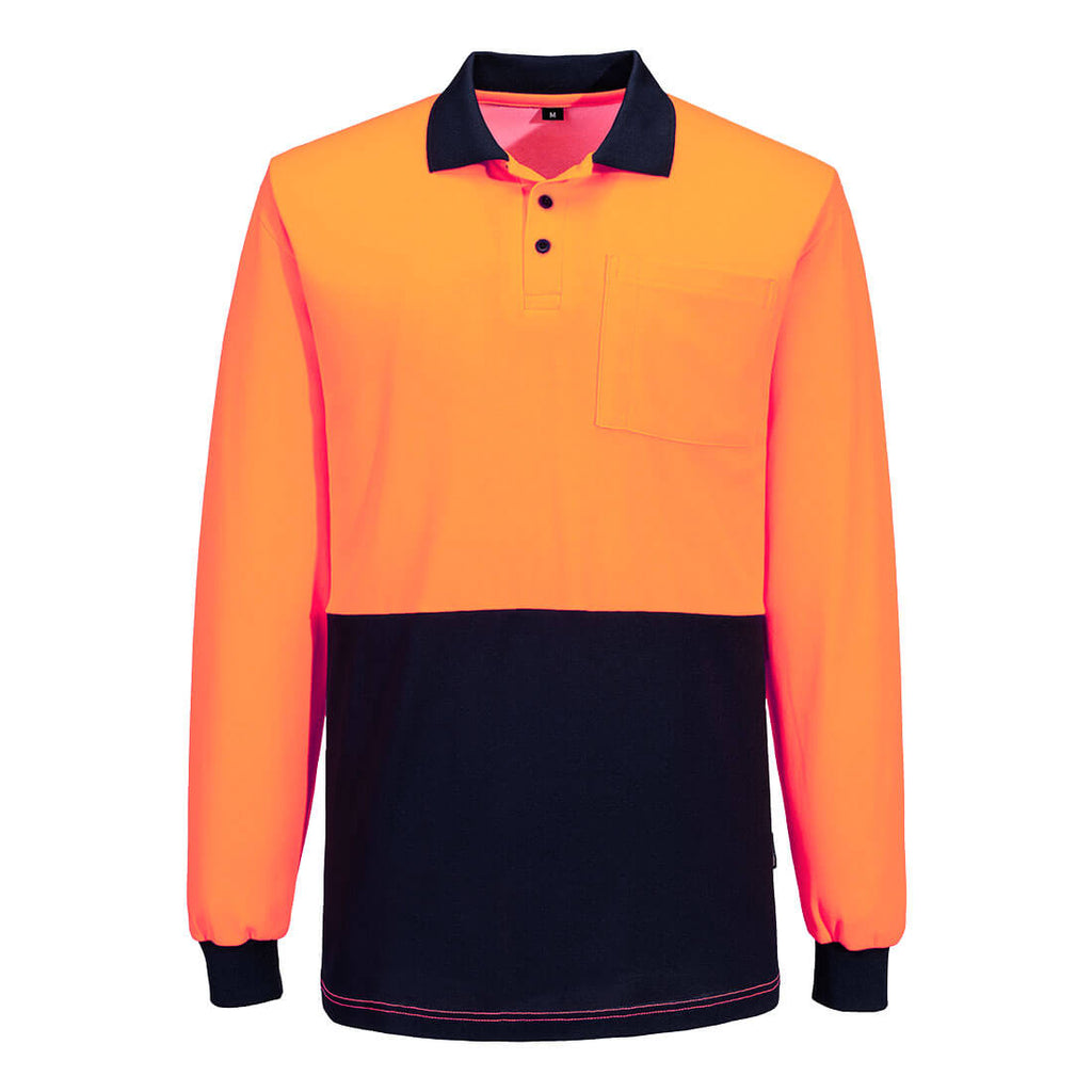 MP414 - Hi-Vis Cotton Comfort Contrast Class D Polo Shirt L/S